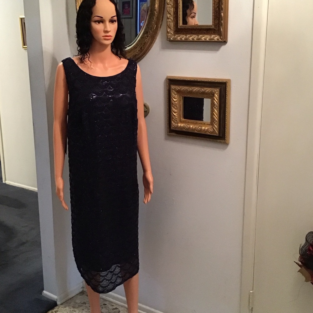 SD Collection Navy Asymmetrical Dress